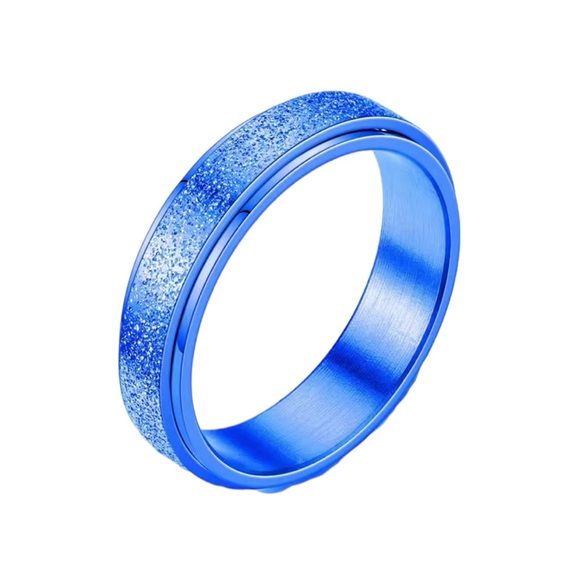Anti Anxiety Glitter Blue Spinning Ring - Picture 1 of 4